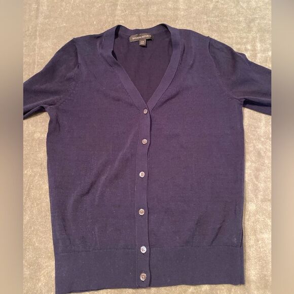 BANANA REPUBLIC Navy Summer Cropped Sweater - Picture 2 of 8